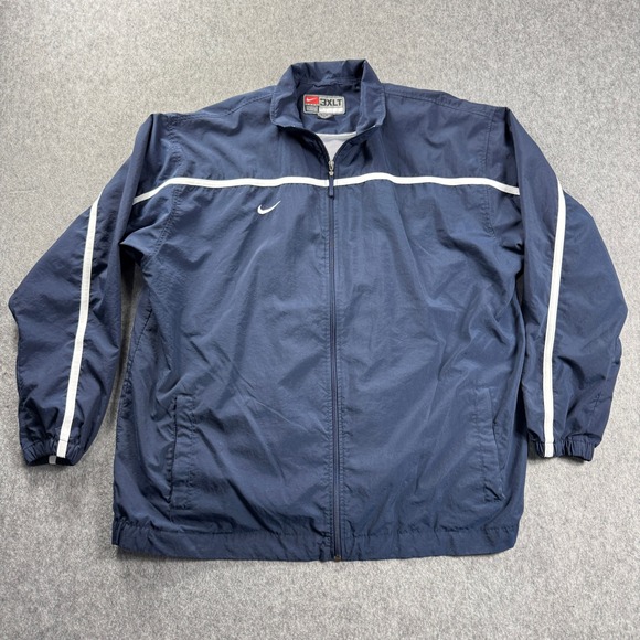 Nike Other - Vintage Nike Team Windbreaker Track Jacket Mens 3XLT Navy White Full Zip Mesh